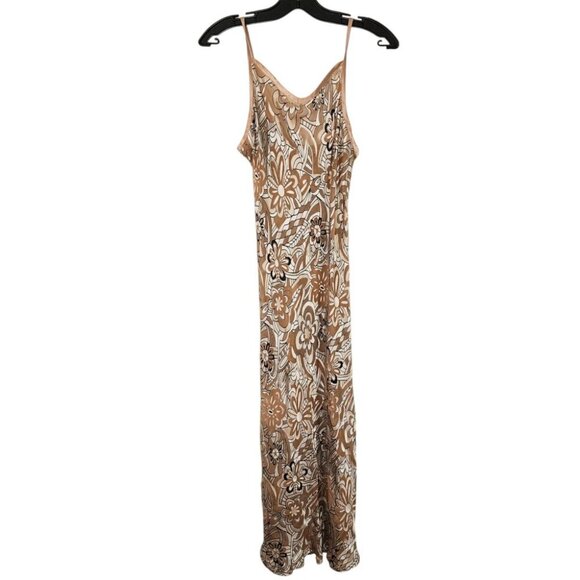 NK Imode Silk Blend Maxi Slip Dress Brown Floral Neutral - Picture 1 of 13